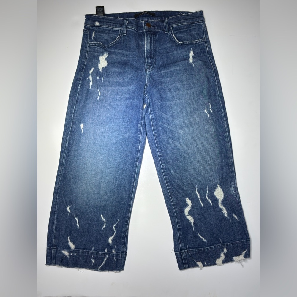 J Brand Womans Relaxed Distressed Denim Cropped Jeans